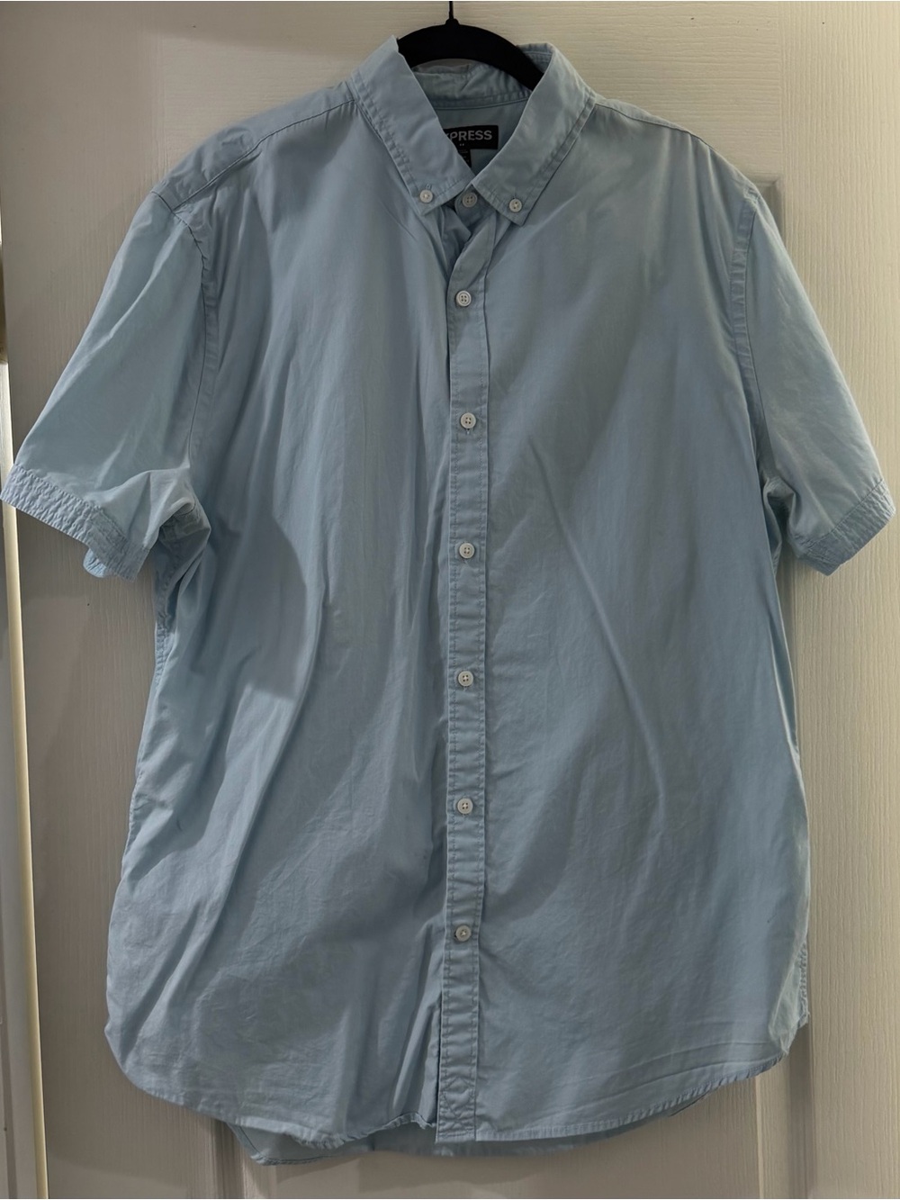 Express Light Blue Short Sleeve Button-Down Shirt